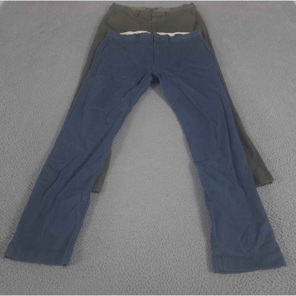LOT OF 2 J.Crew Pants Mens 34x32 Multi Straight Slim Flex Chino Twill Mercantile